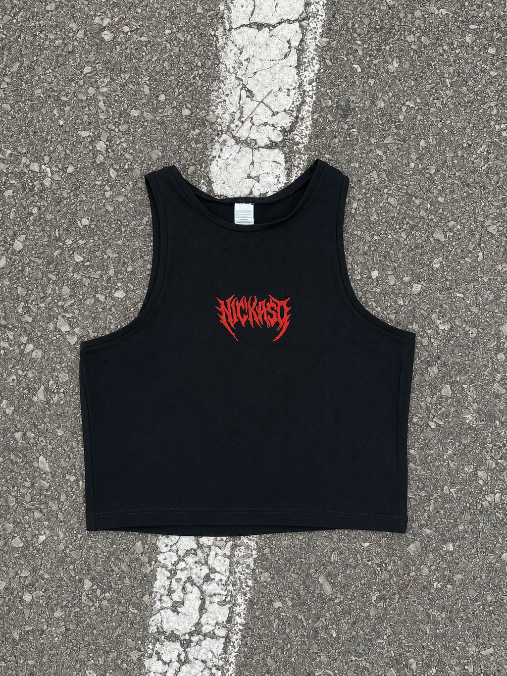 Top Crop Metal Nko Black